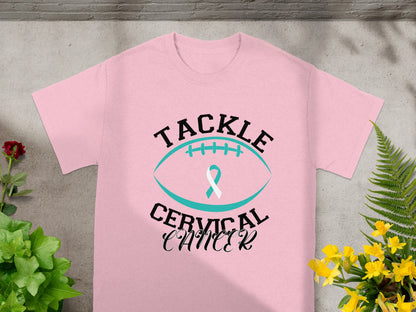 Tackle Cervical Cancer Awareness Pink Graphic T-Shirt