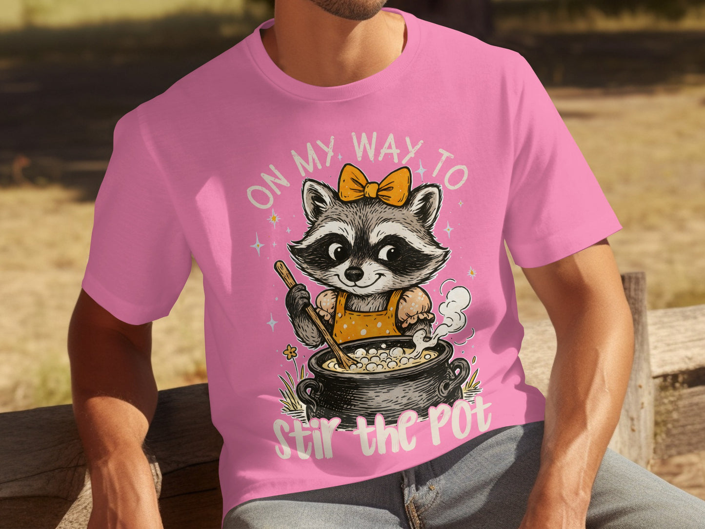 On My Way to Stir the Pot Design Pink T-Shirt