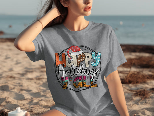 Happy Holidays Y'all Graphic Tee for Festive Cheer
