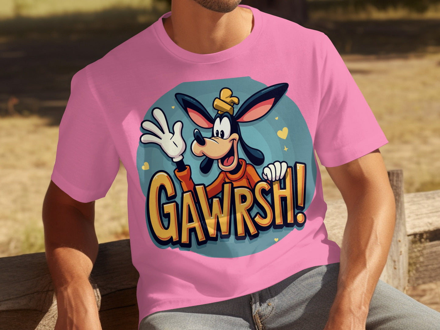 Pink T-Shirt With Gawrsh Graphic Design for Sale