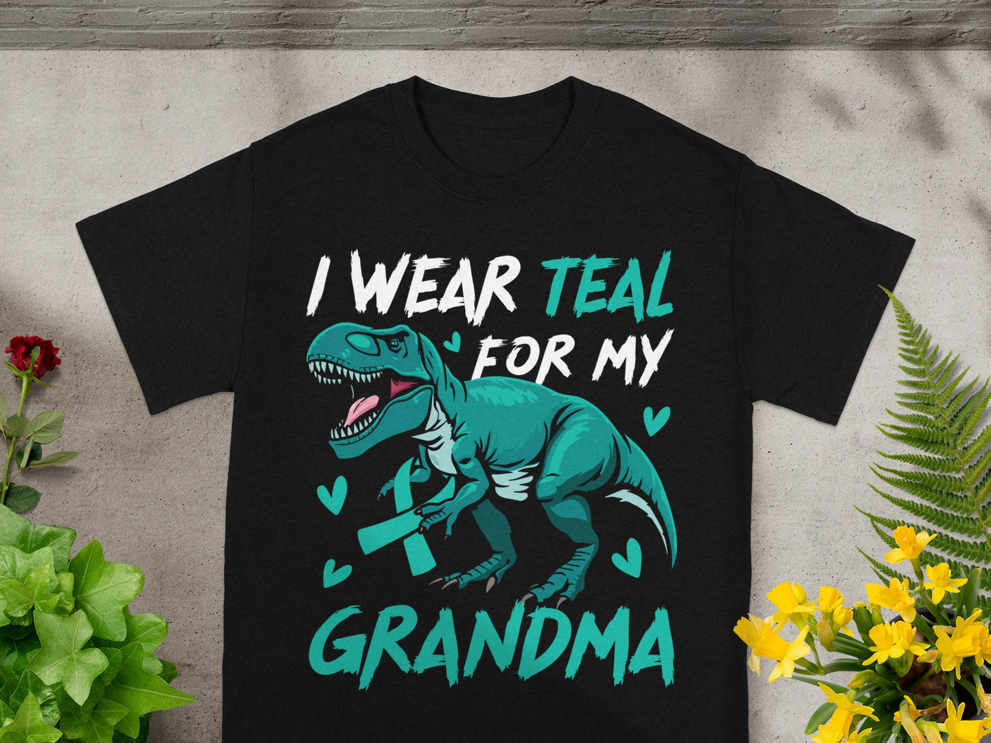 I Wear Teal For My Grandma Dinosaur T-Shirt
