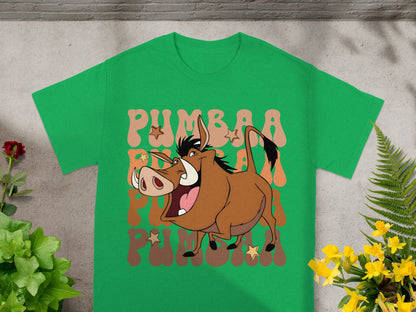Green t-shirt with Pumbaa from The Lion King and "Pumbaa" text.