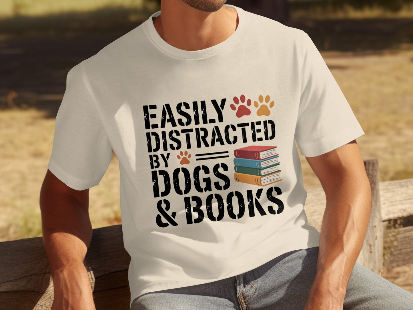 Easily Distracted By Dogs and Books Graphic Tee