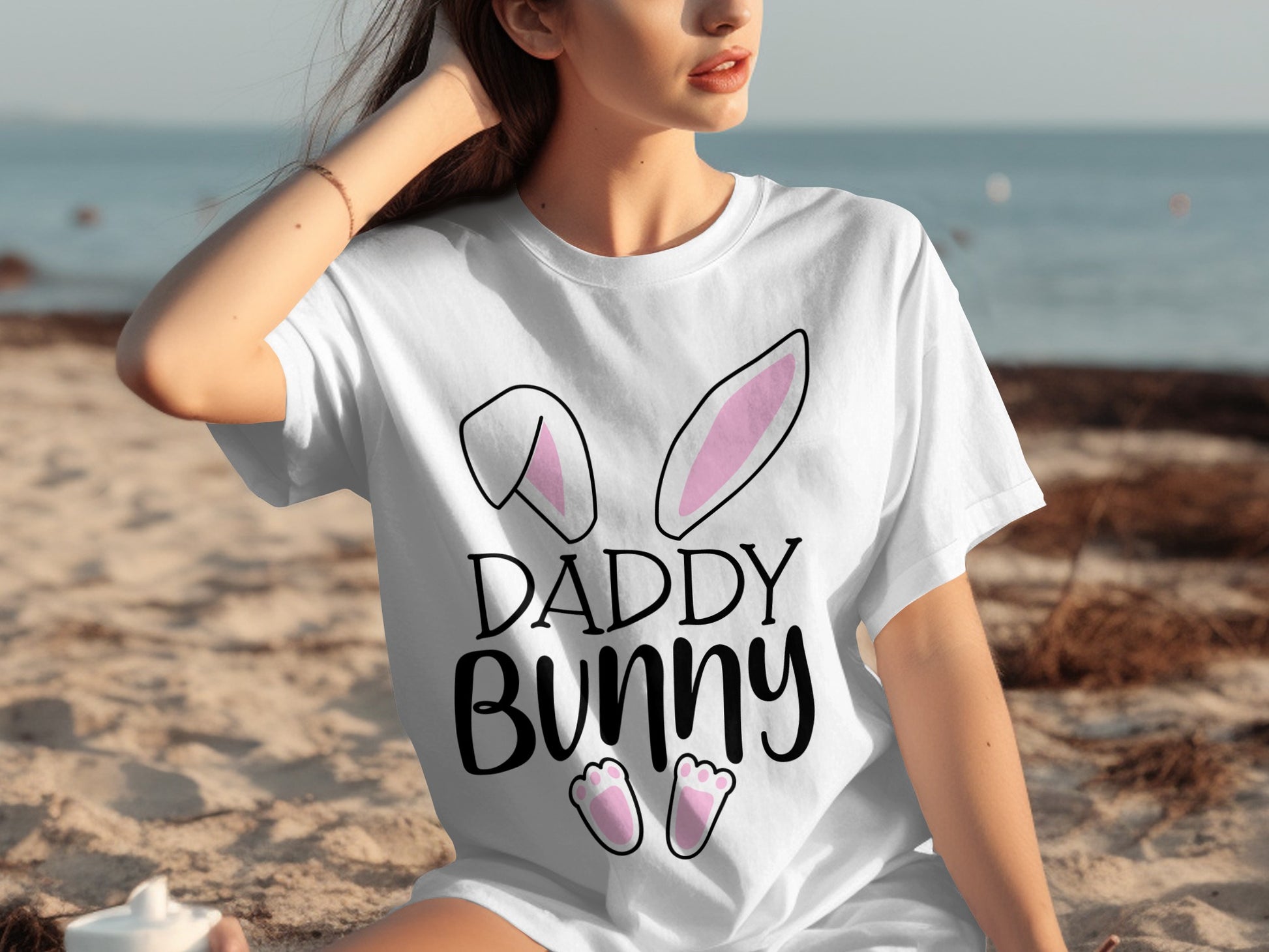 Daddy Bunny Design Graphic T-Shirt for Casual Wear