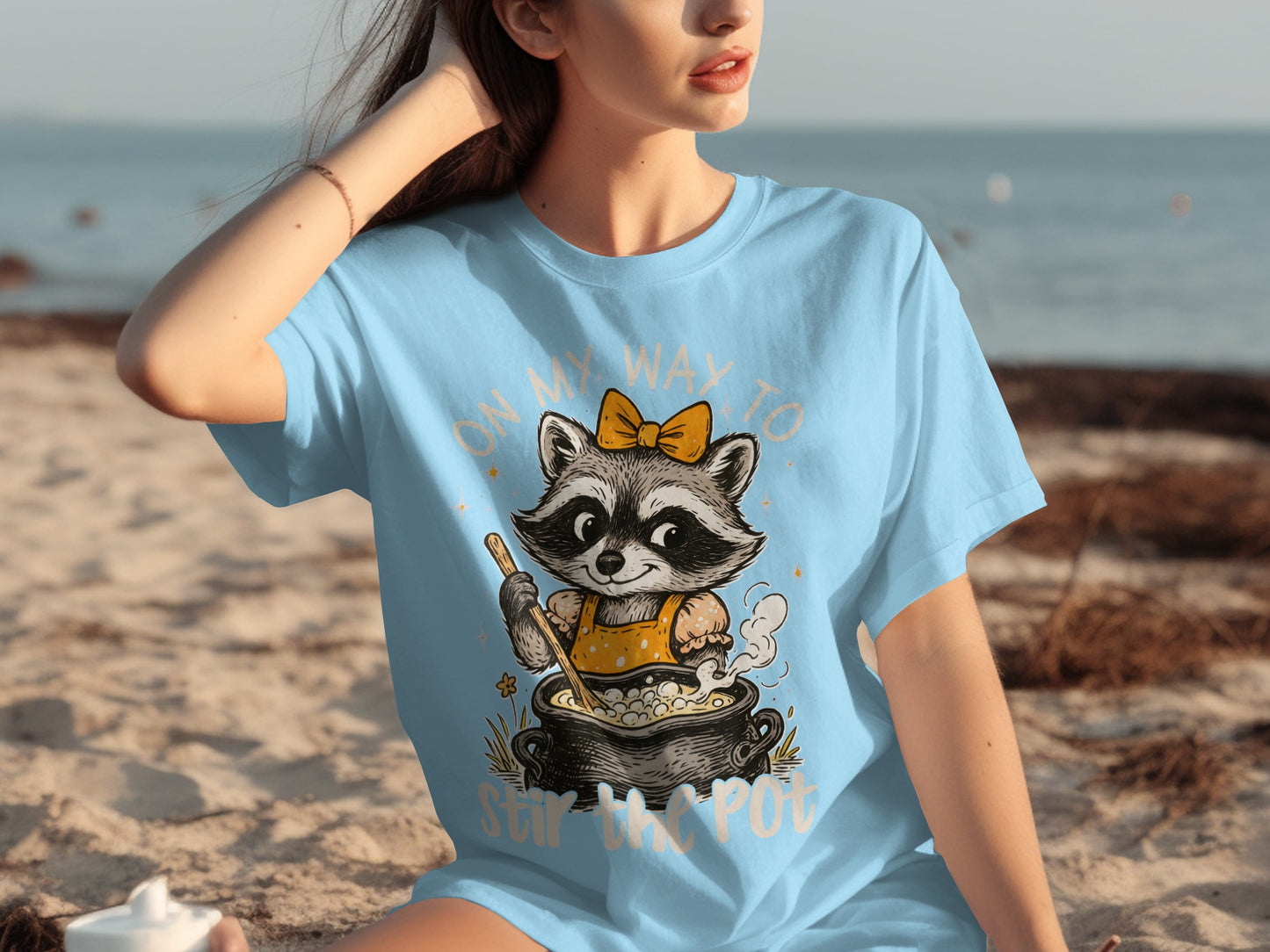 On My Way To Stir The Pot Cute Raccoon T-shirt