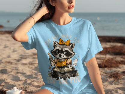 On My Way To Stir The Pot Cute Raccoon T-shirt