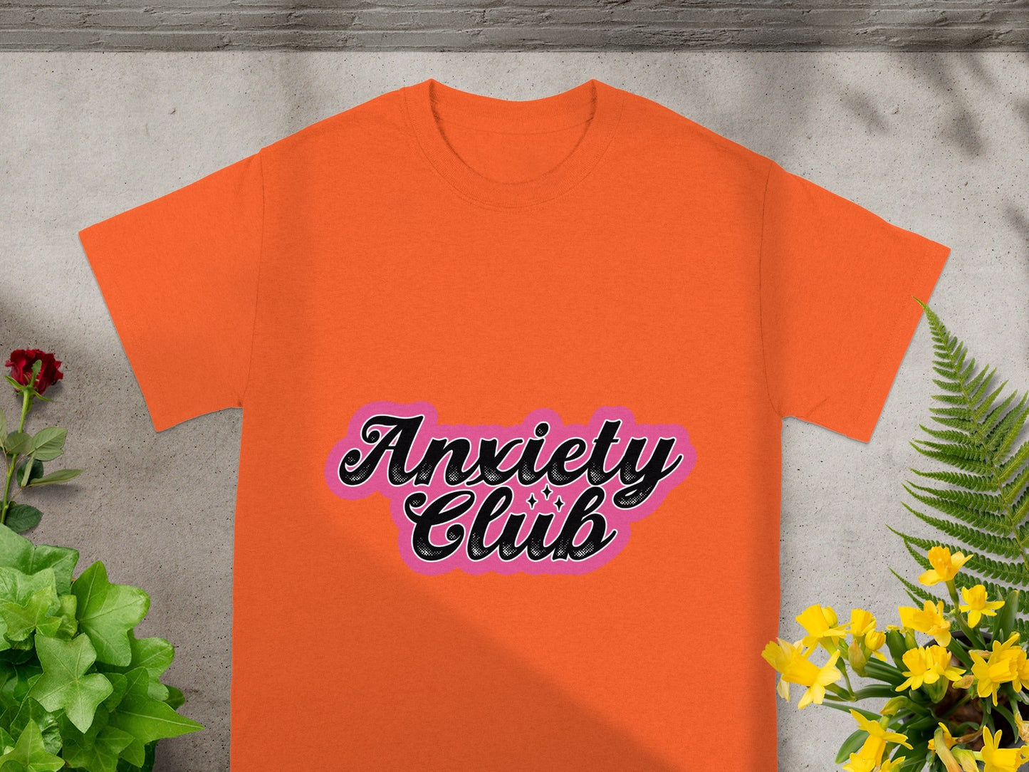 Anxiety Club Styled Typography Orange T-shirt