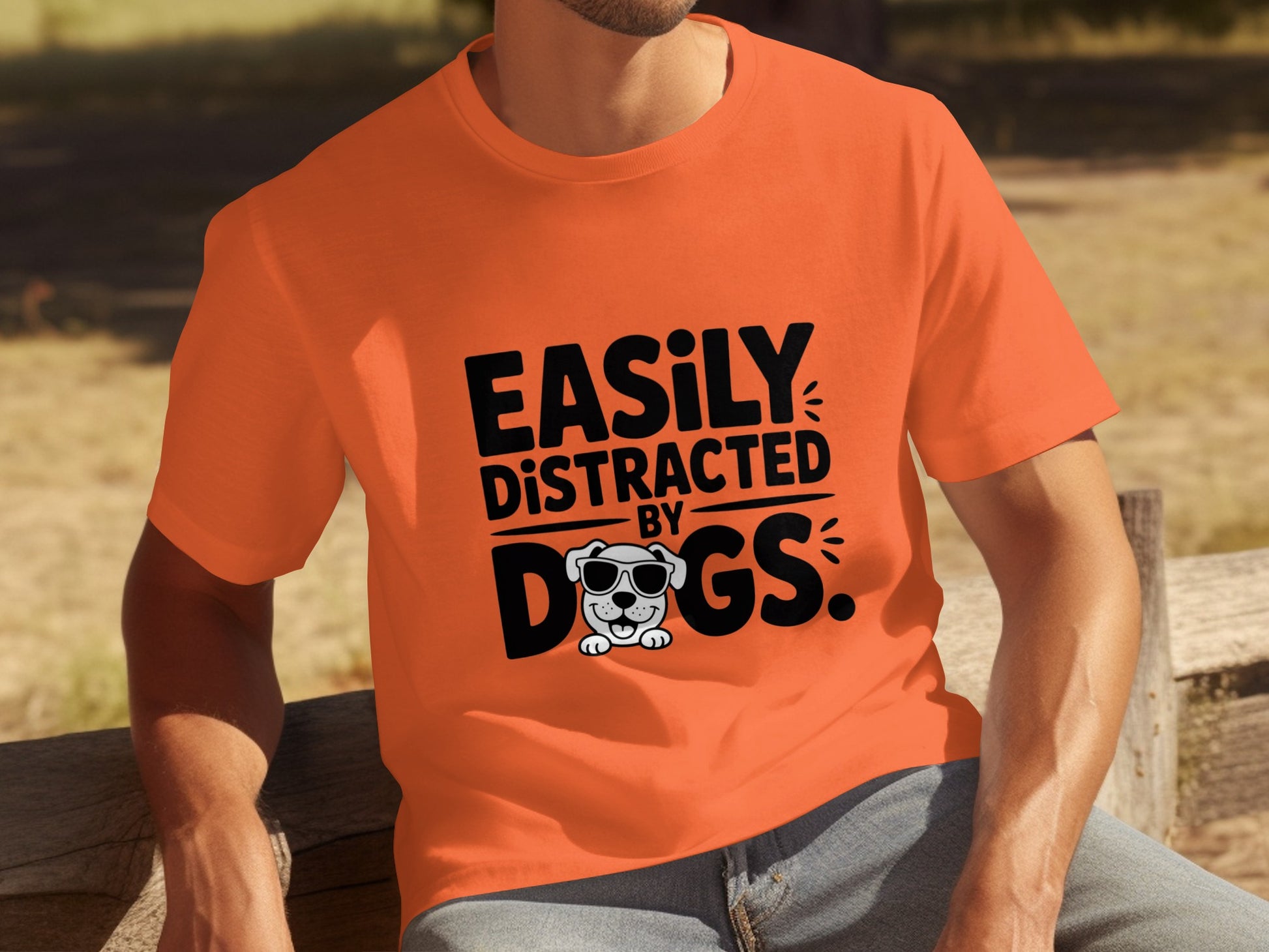 Easily Distracted By Dogs Funny Graphic T-Shirt