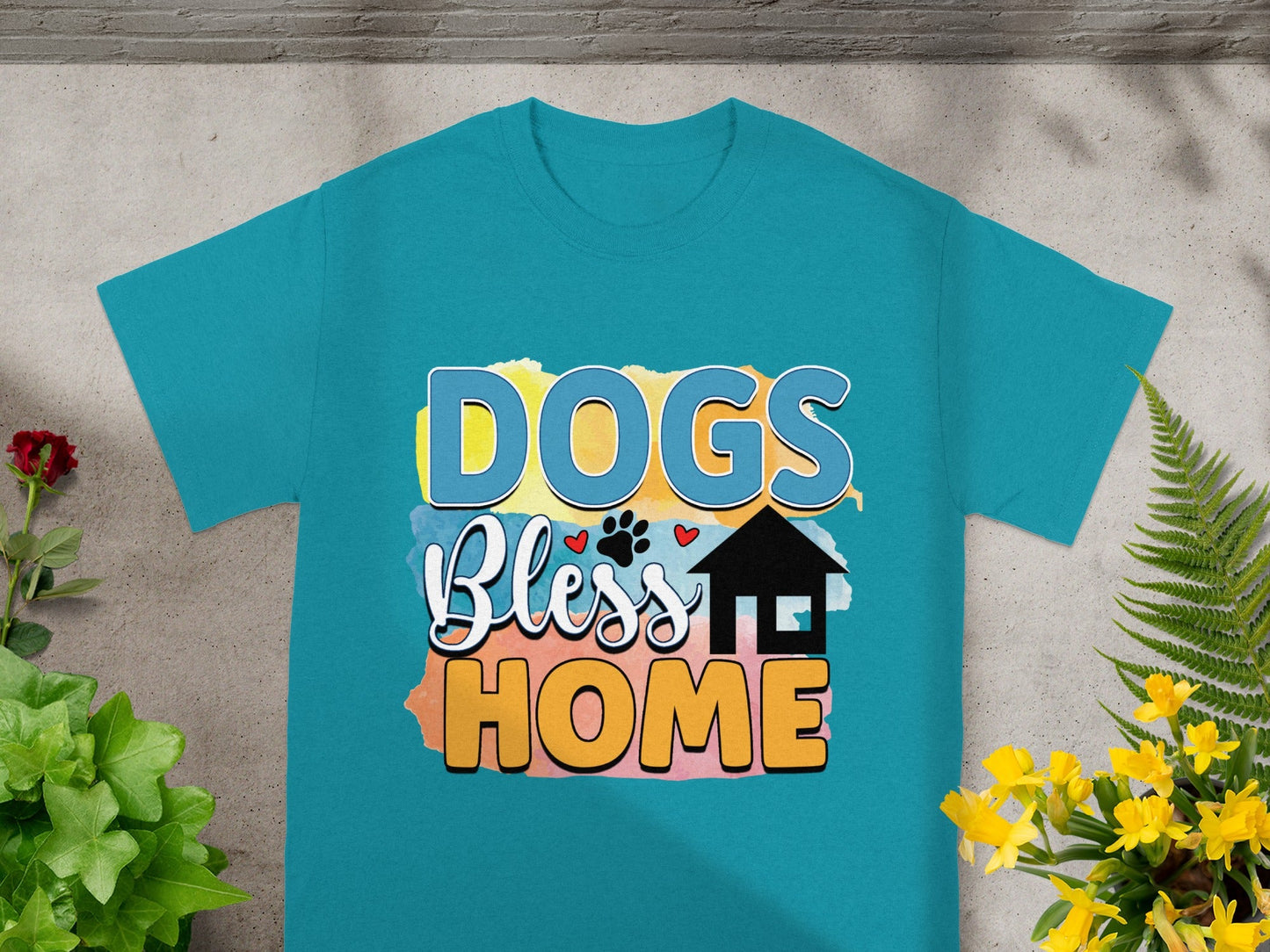 Dogs Bless Home Graphic Print T-Shirt