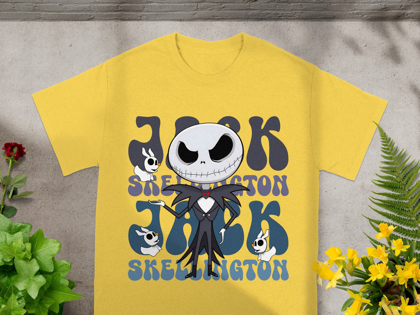 Yellow t-shirt with Jack Skellington and "Jack Skellington" text.
