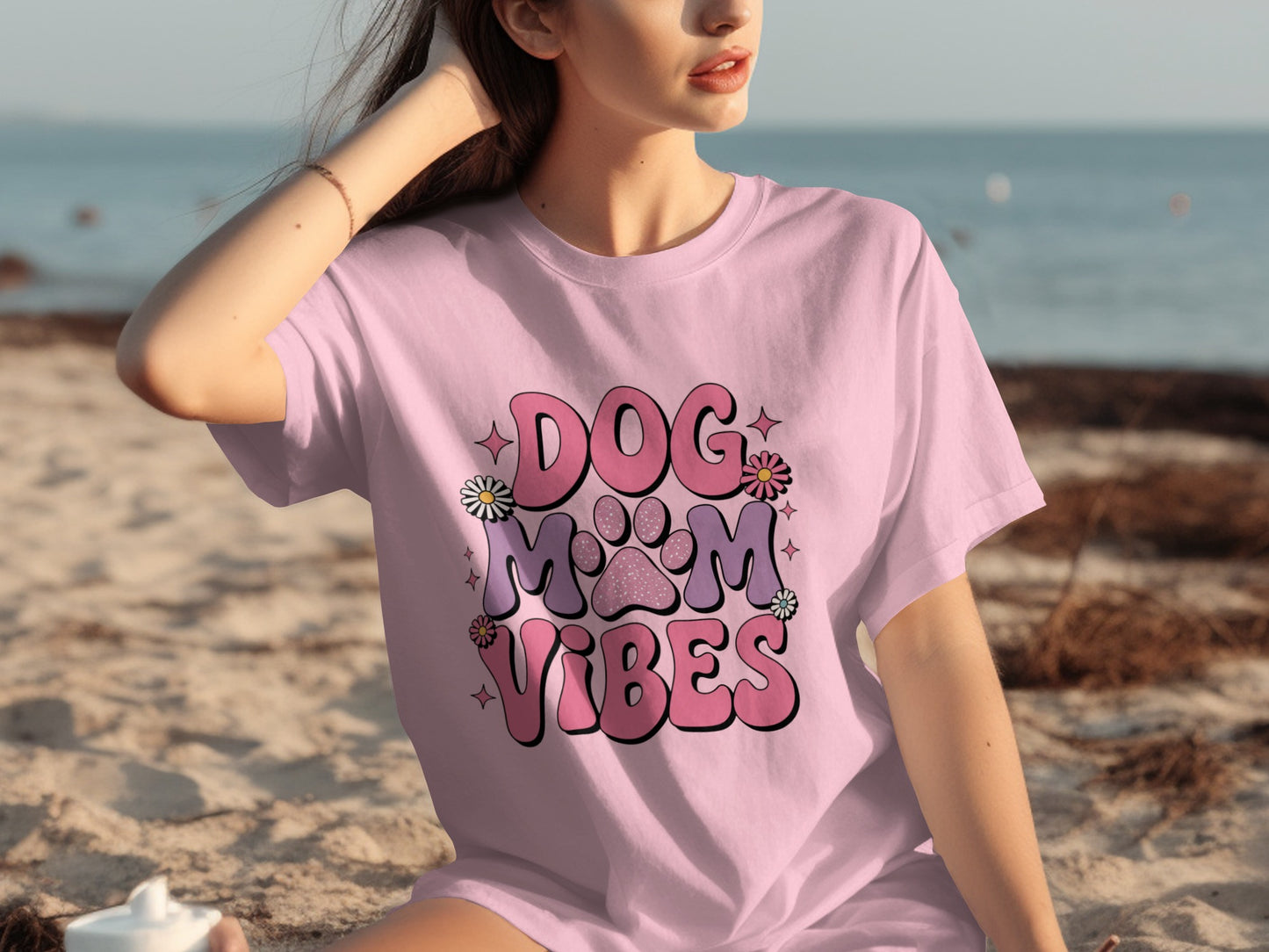 Dog Mom Vibes Cute Graphic T-Shirt for Dog Owners