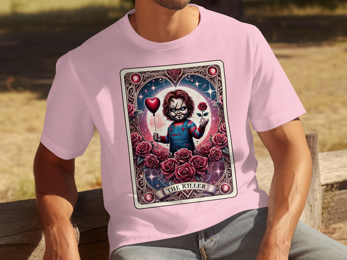 The Killer Chucky Holding Heart Balloon T-shirt