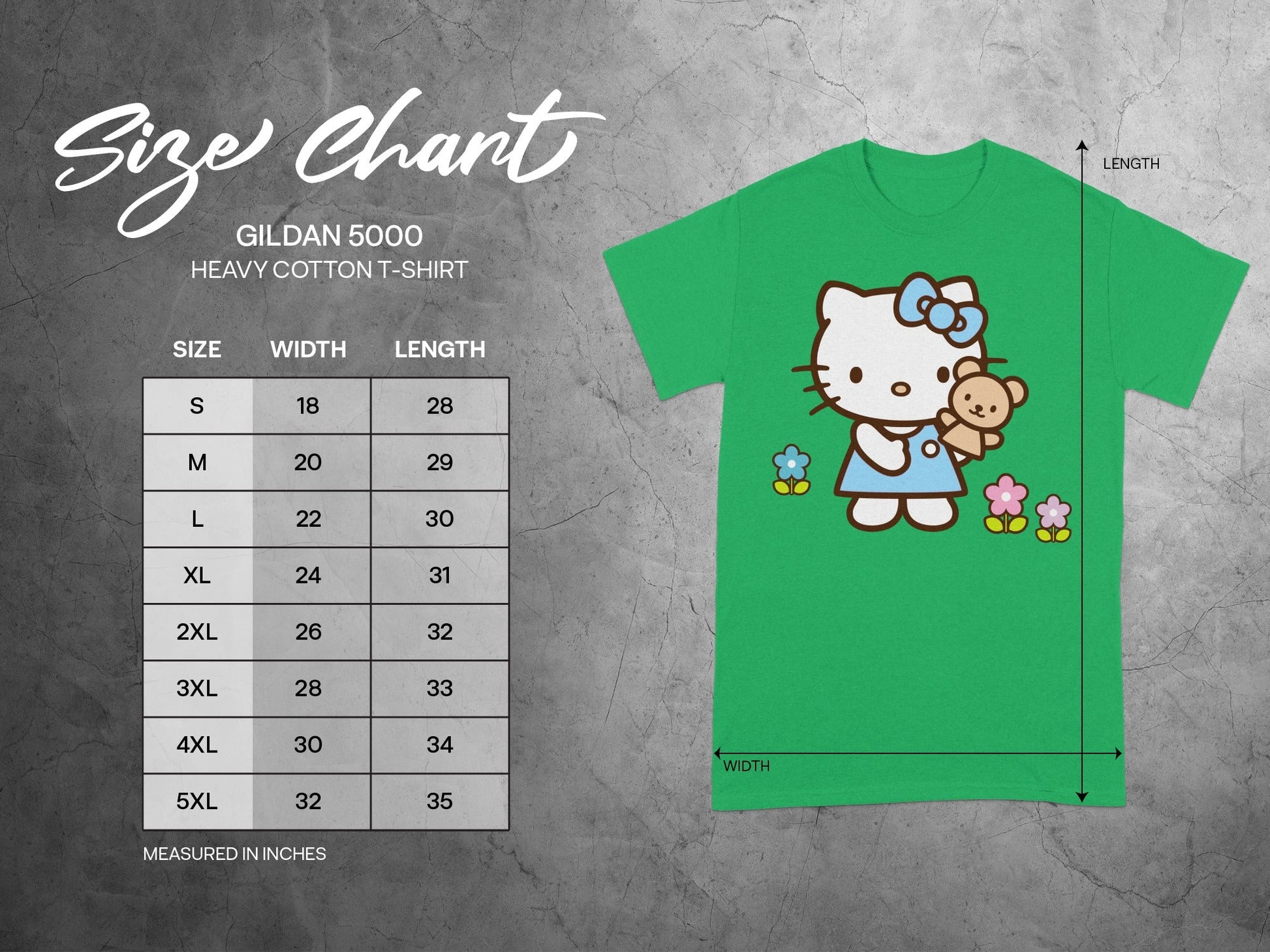 Green Hello Kitty Teddy Bear Gildan 5000 T-Shirt product type