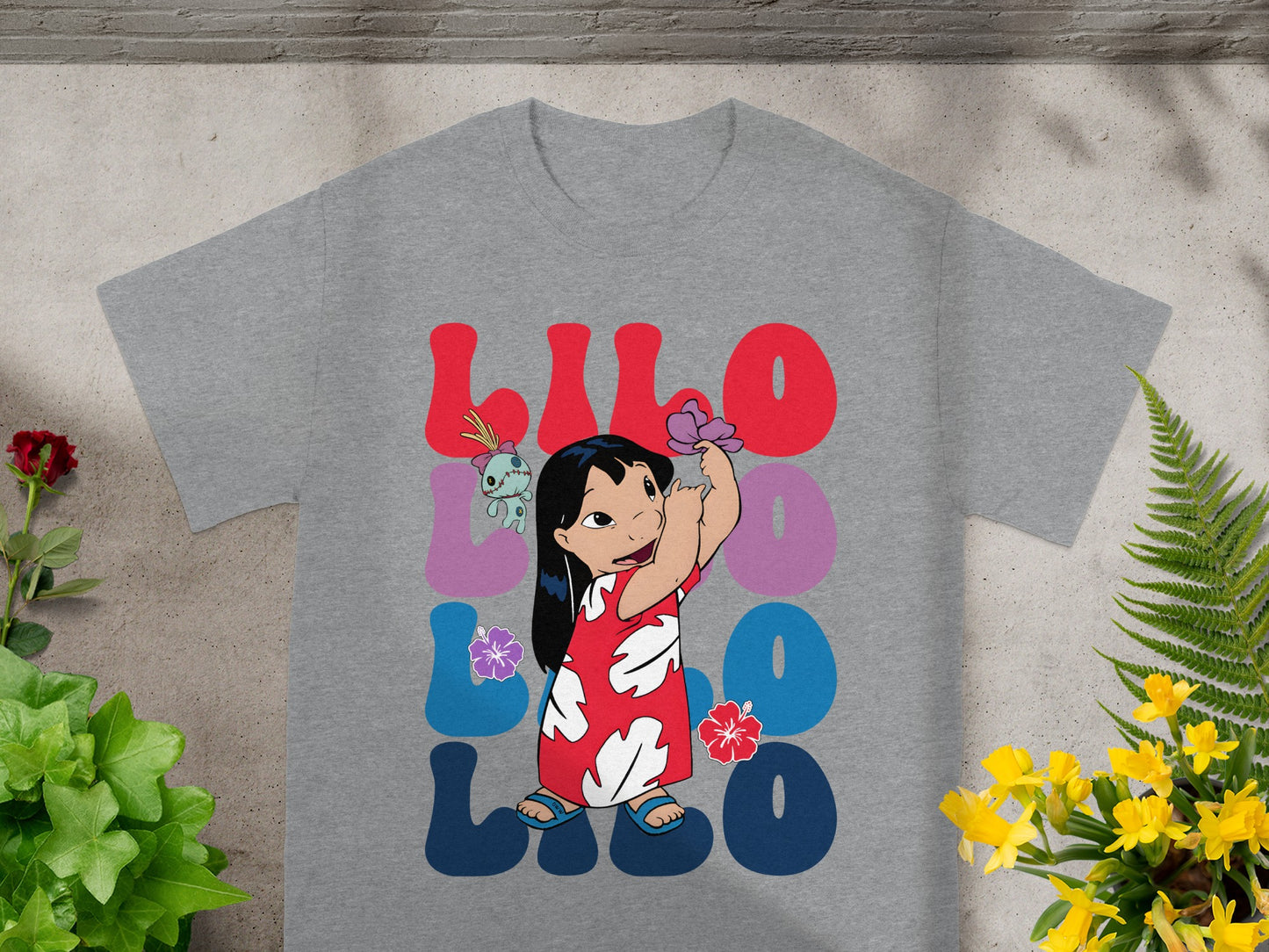 Lilo & Stitch t-shirt with Lilo graphic and playful text.