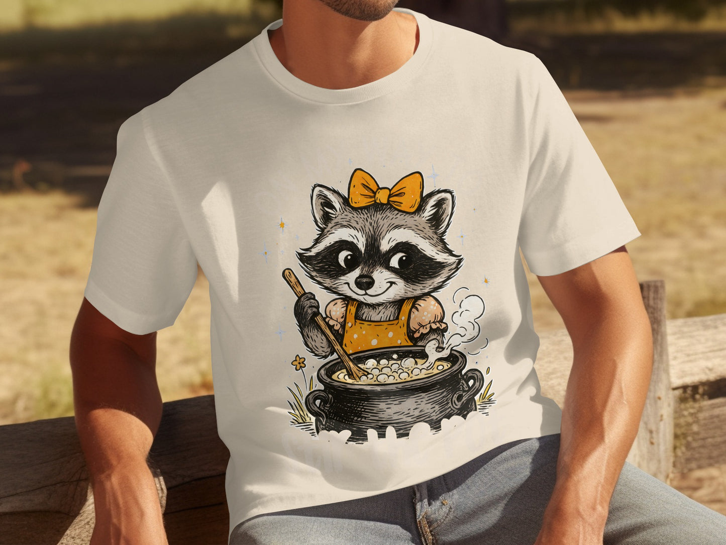 Cute Raccoon Chef Illustration T-Shirt Design Kids