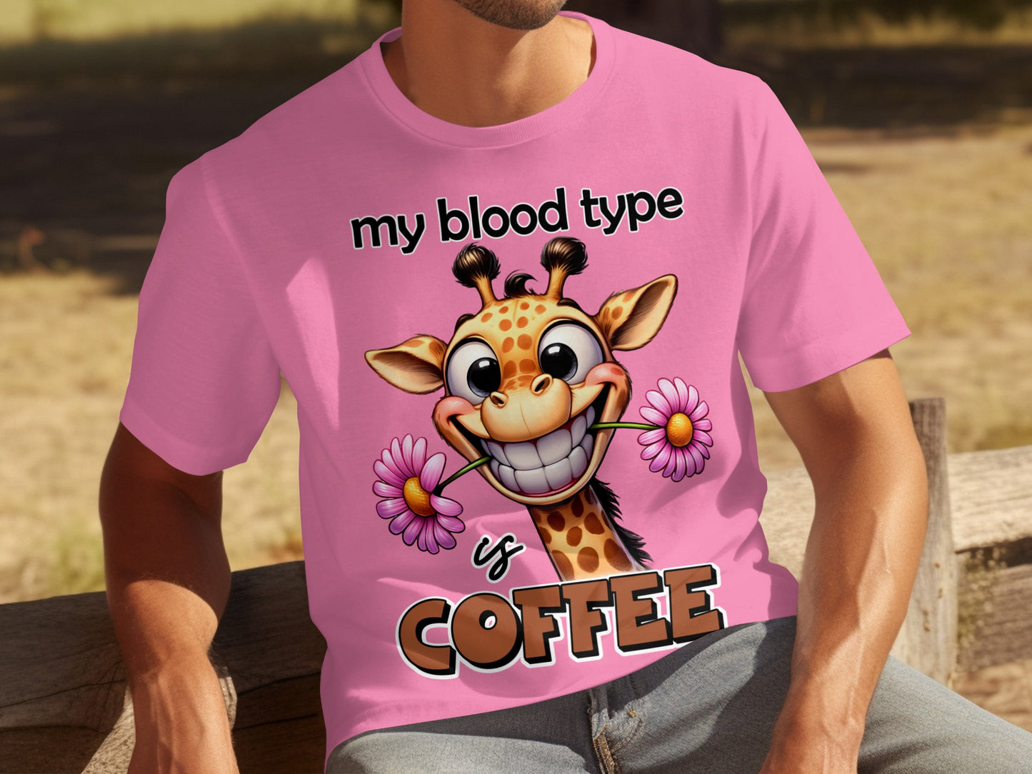 Funny Giraffe My Blood Type Is Coffee T-shirt