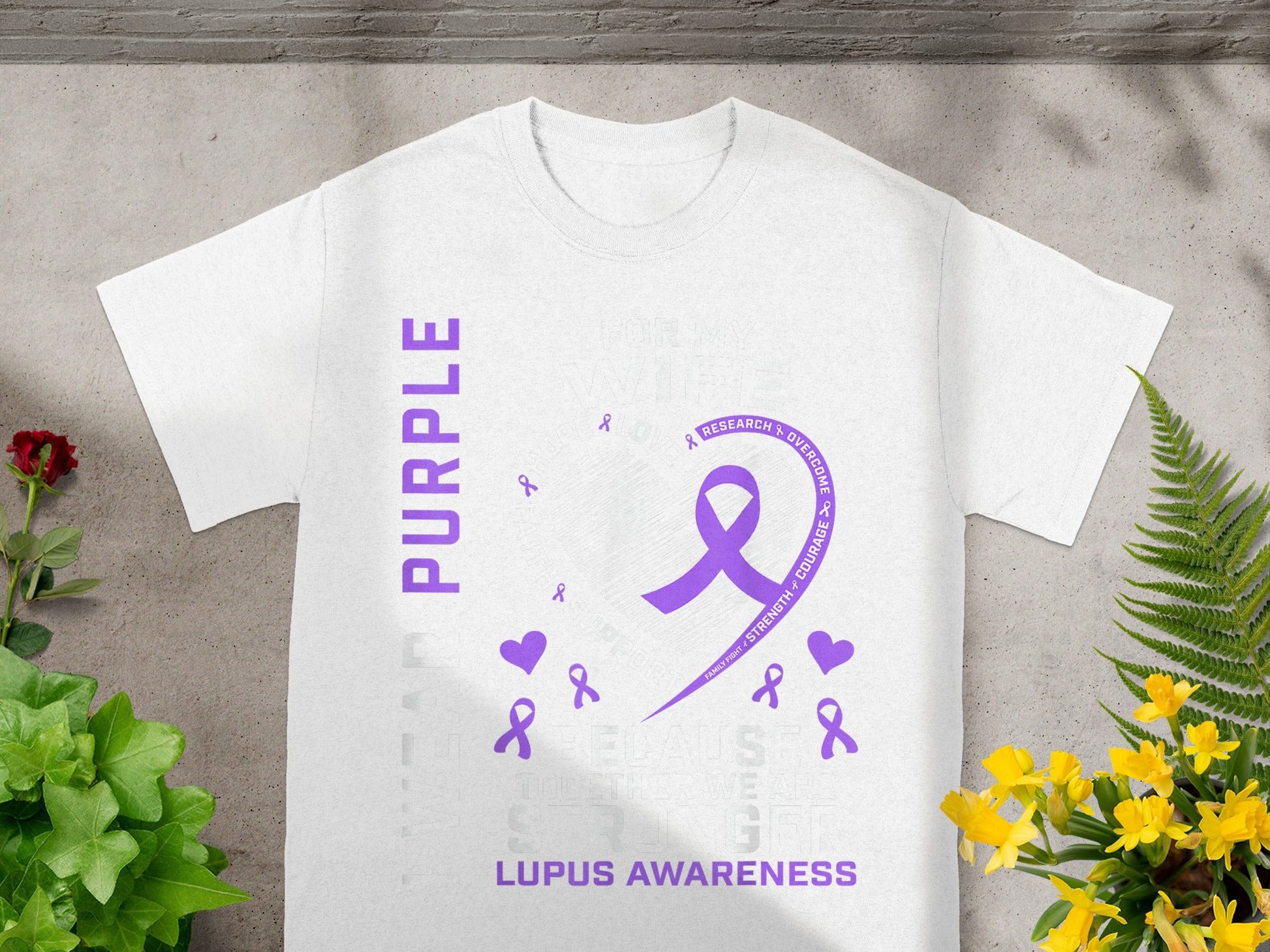 Purple Lupus Awareness Ribbon T-Shirt for Supporters