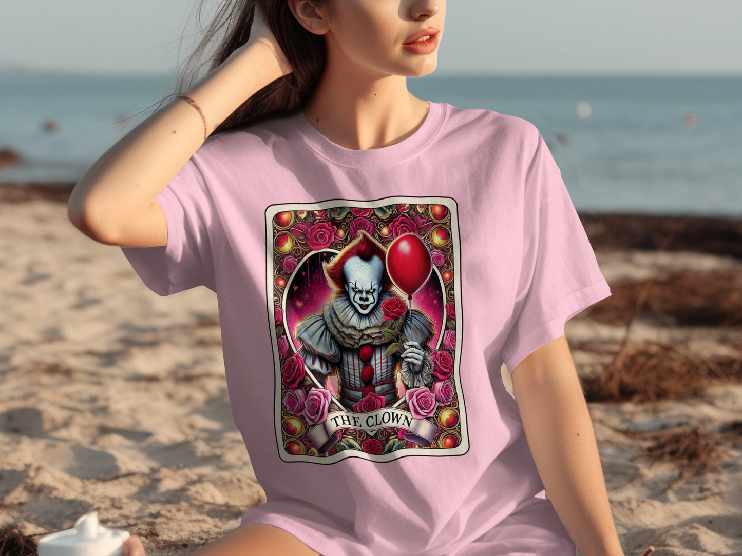The Clown Graphic Tee with Red Balloon Design Shirt