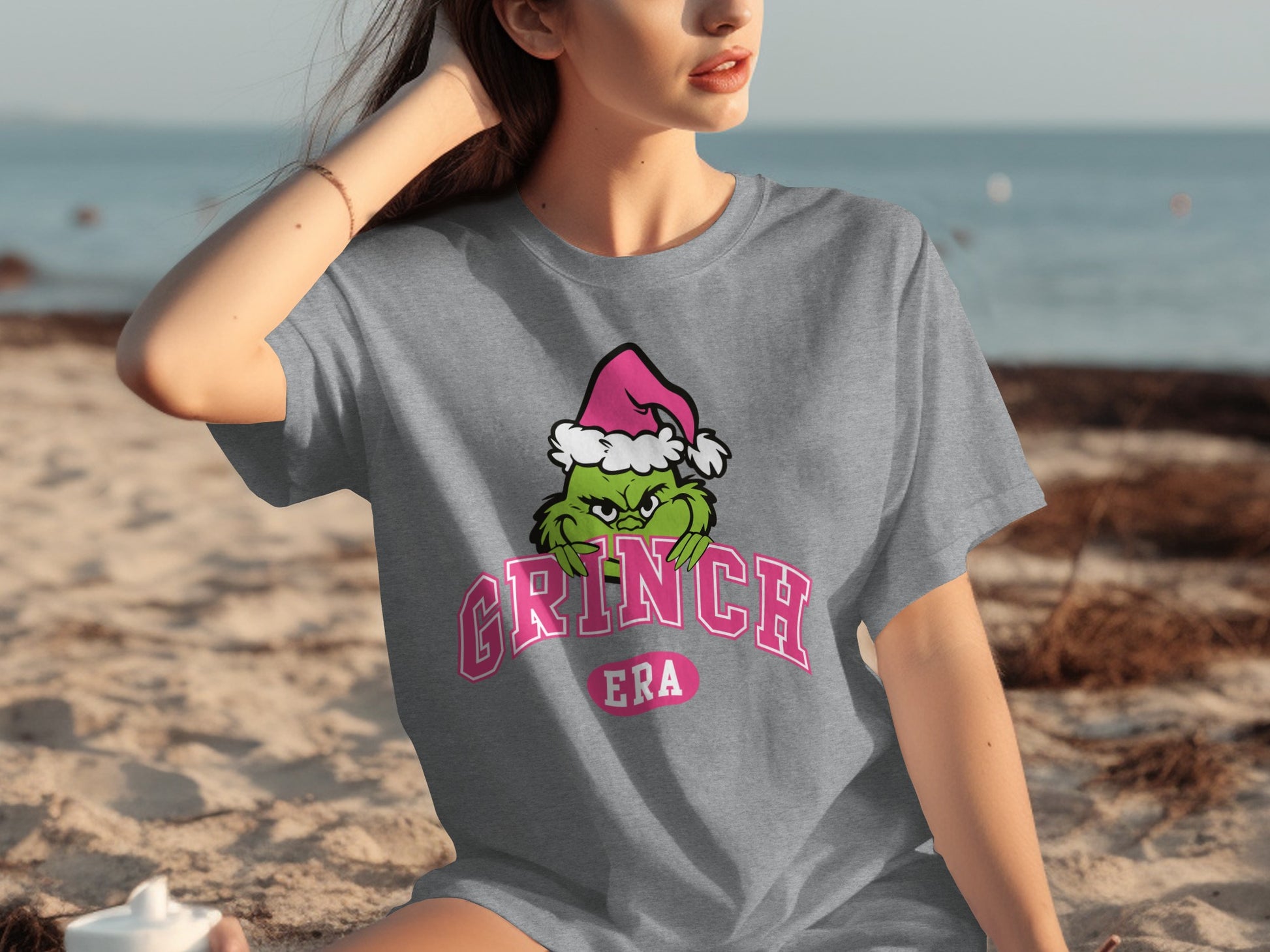 Grinch Era Christmas Santa Hat Graphic Tee