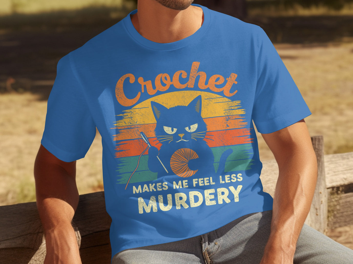 Crochet Makes Me Feel Less Murderey Cat Shirt