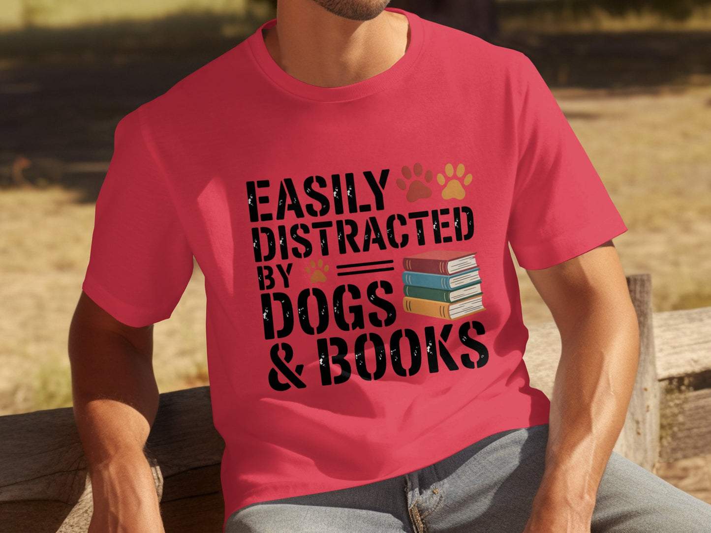 Easily Distracted By Dogs and Books Red Shirt