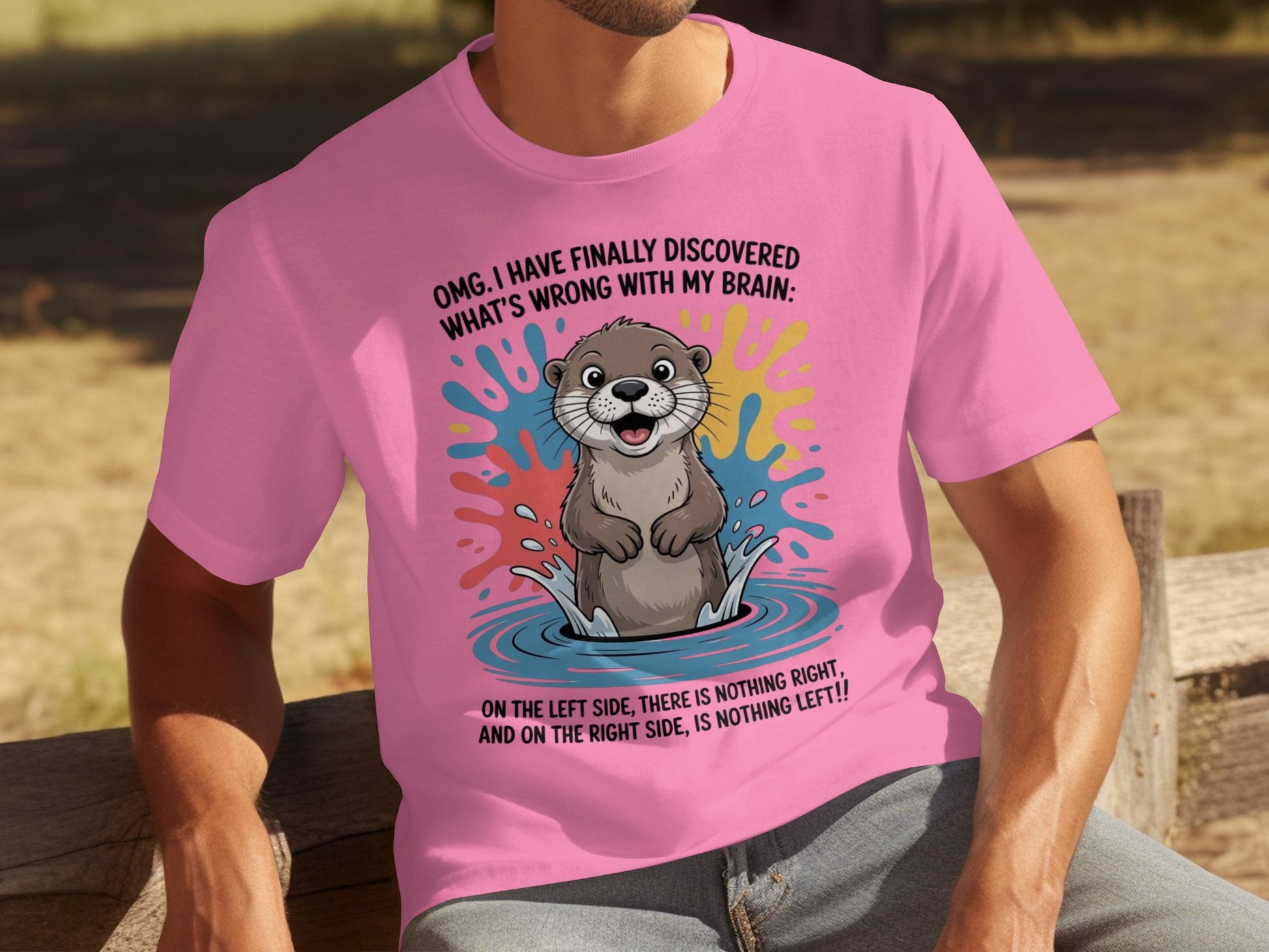 Colorful Otter Brain Joke Shirt for Fun Lovers