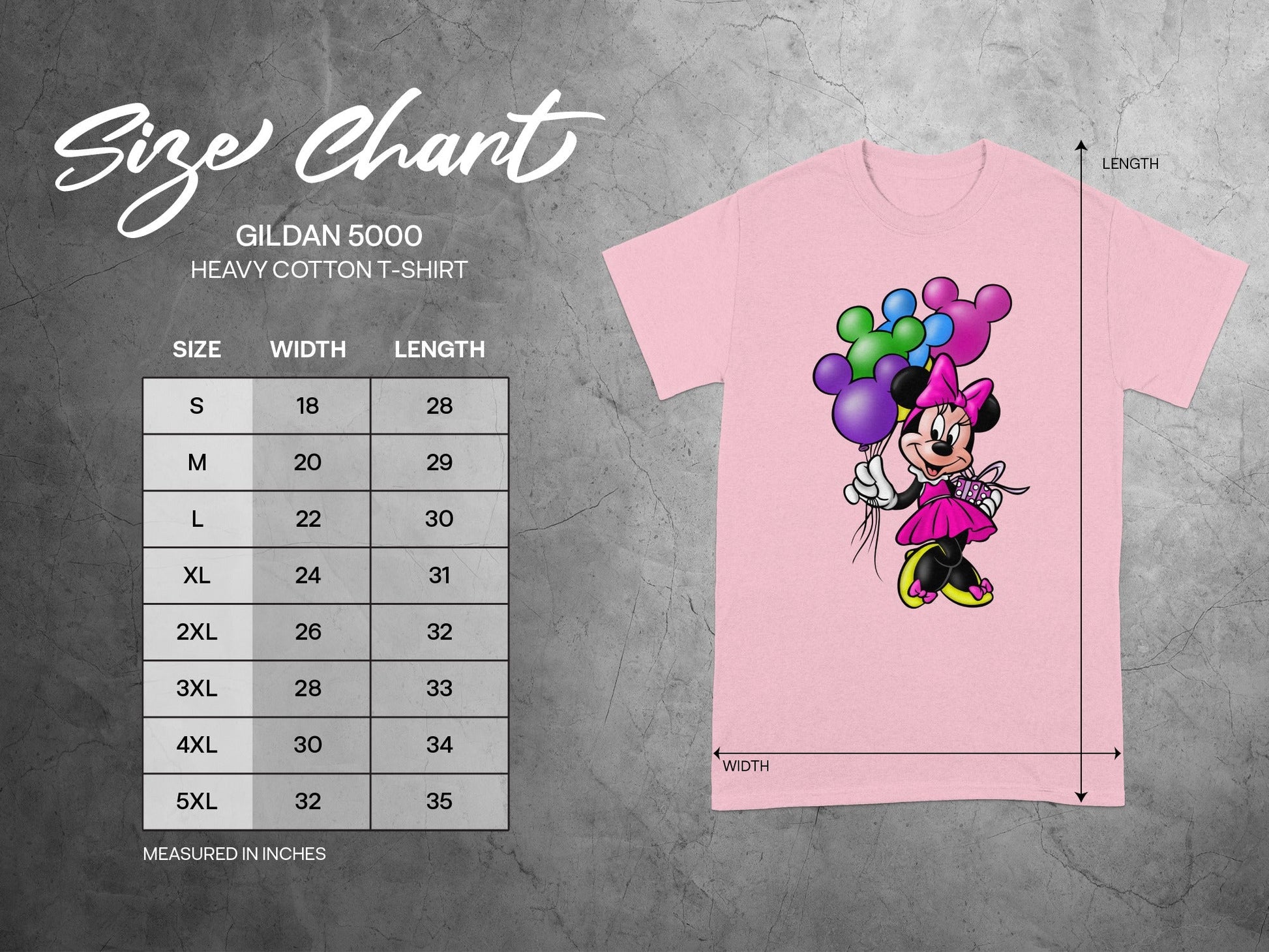 Gildan 5000 Minnie Mouse T-Shirt Size Chart product type