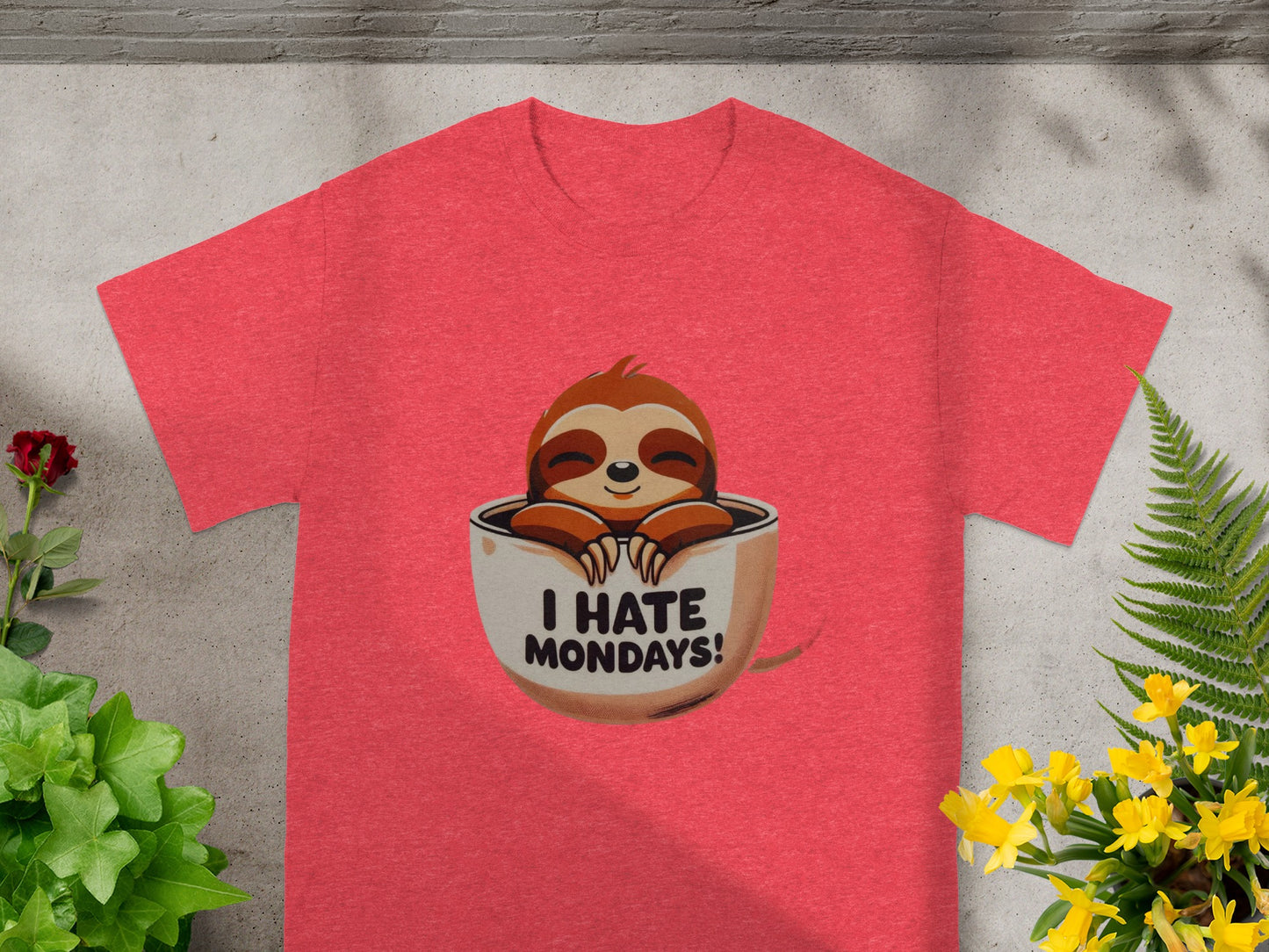 I Hate Mondays Sloth in Coffee Cup Design T-shirt
