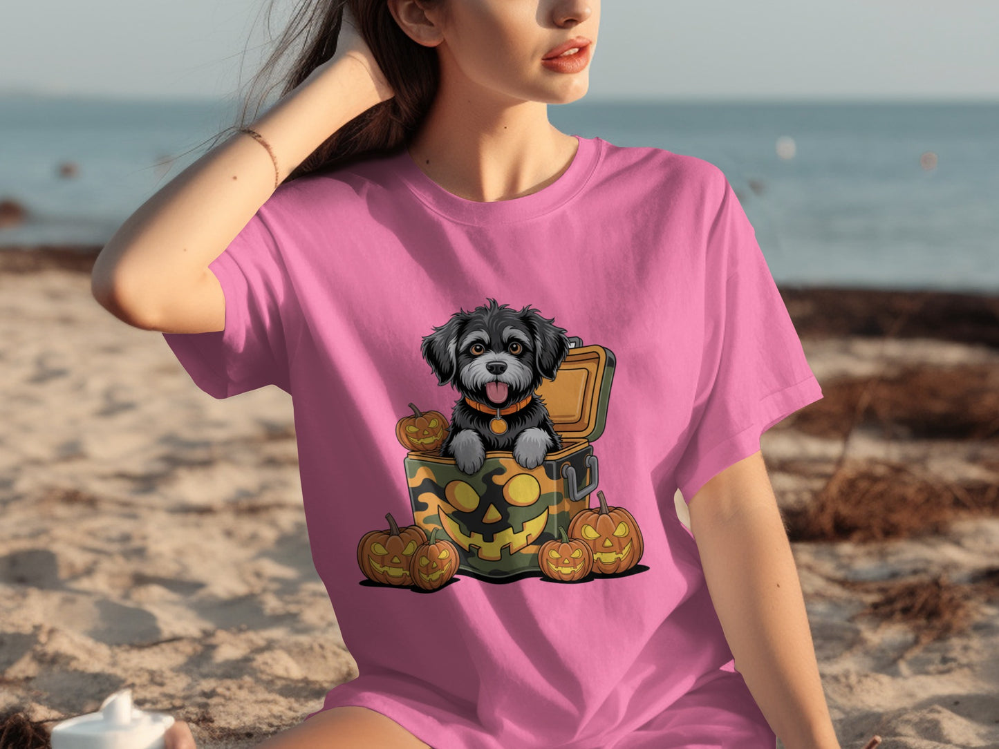 Cute Puppy Halloween Themed T-Shirt Design