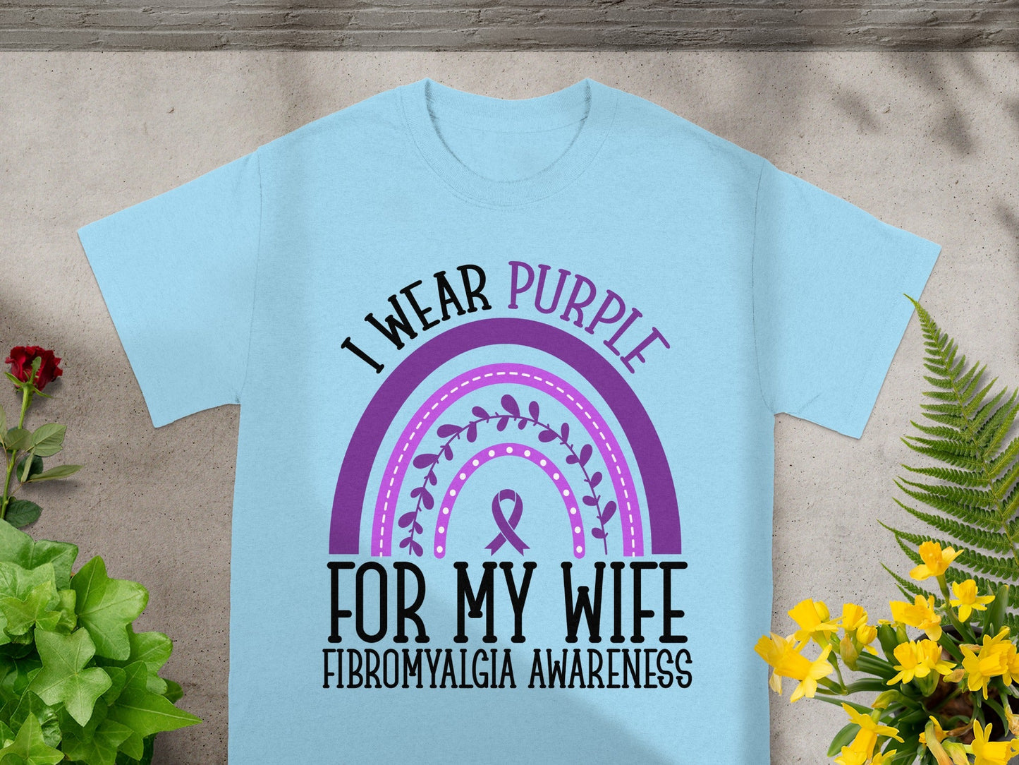 I Wear Purple For My Wife Fibromyalgia Awareness Shirt