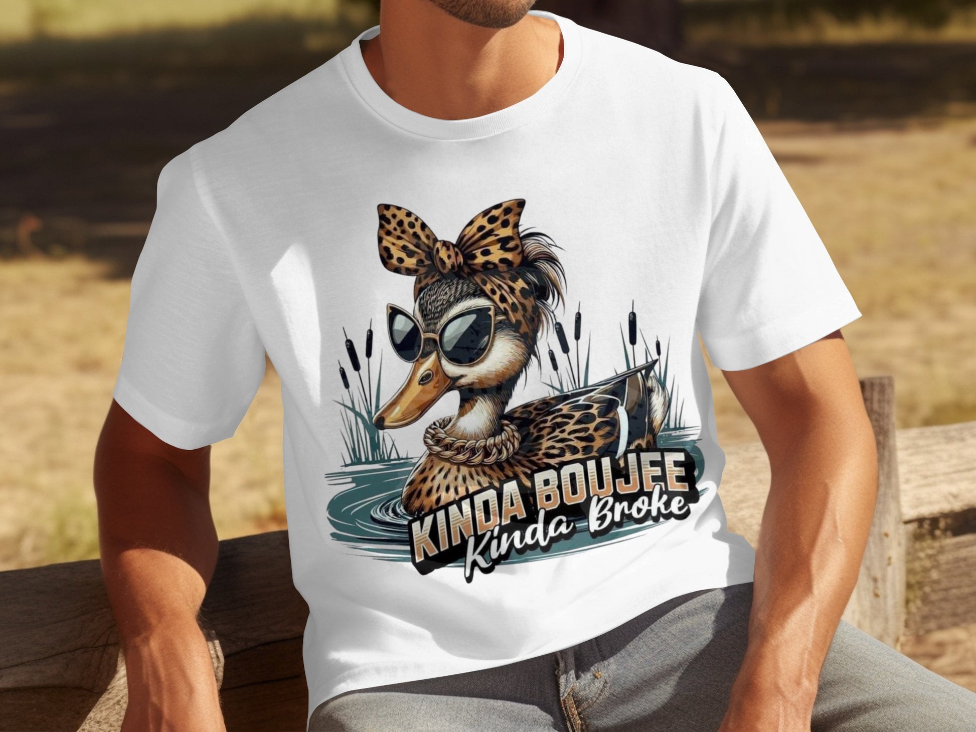 Kinda Boujee Kinda Broke Graphic Duck T-Shirt