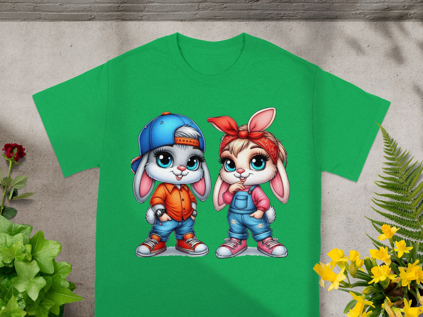 Playful Street Style Bunny Duo T-Shirt