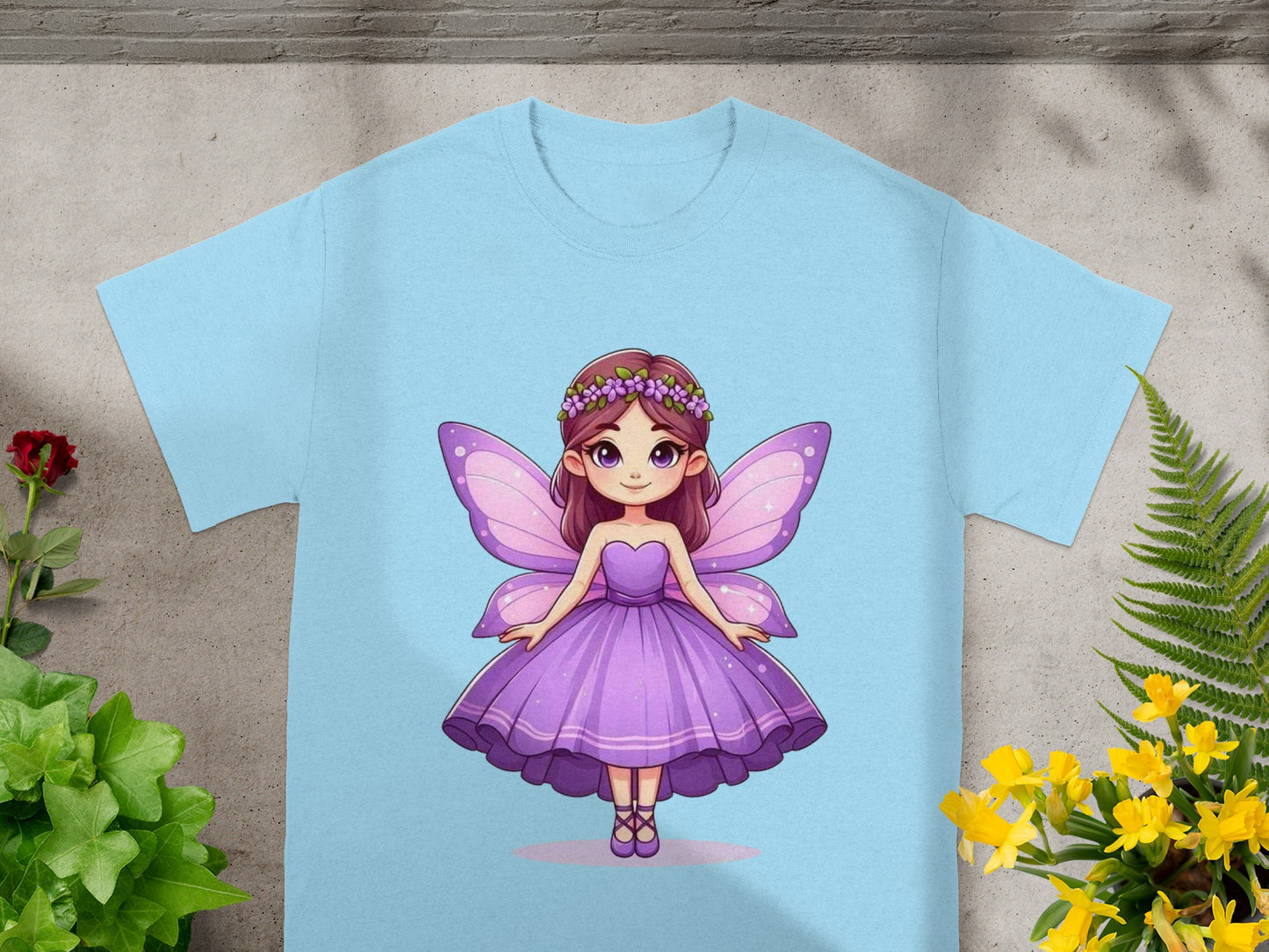Adorable Purple Fairy Smiling Character Fantasy Wings T-Shirts