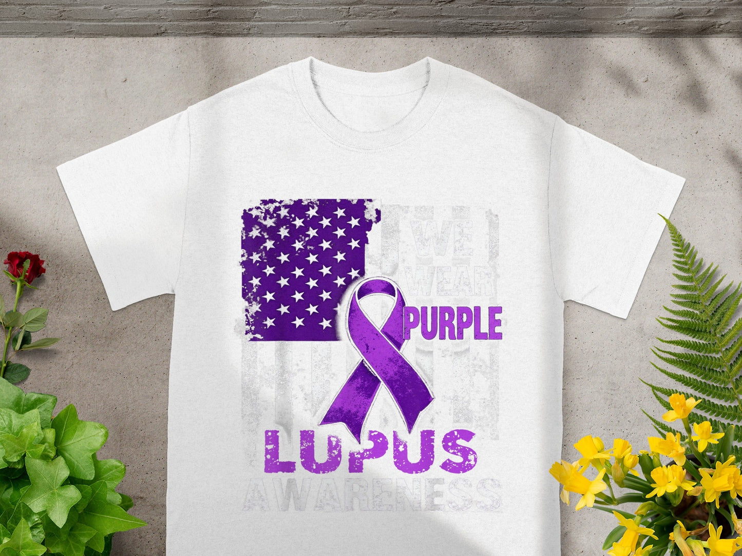 Purple Lupus Awareness T-Shirt with Ribbon Design