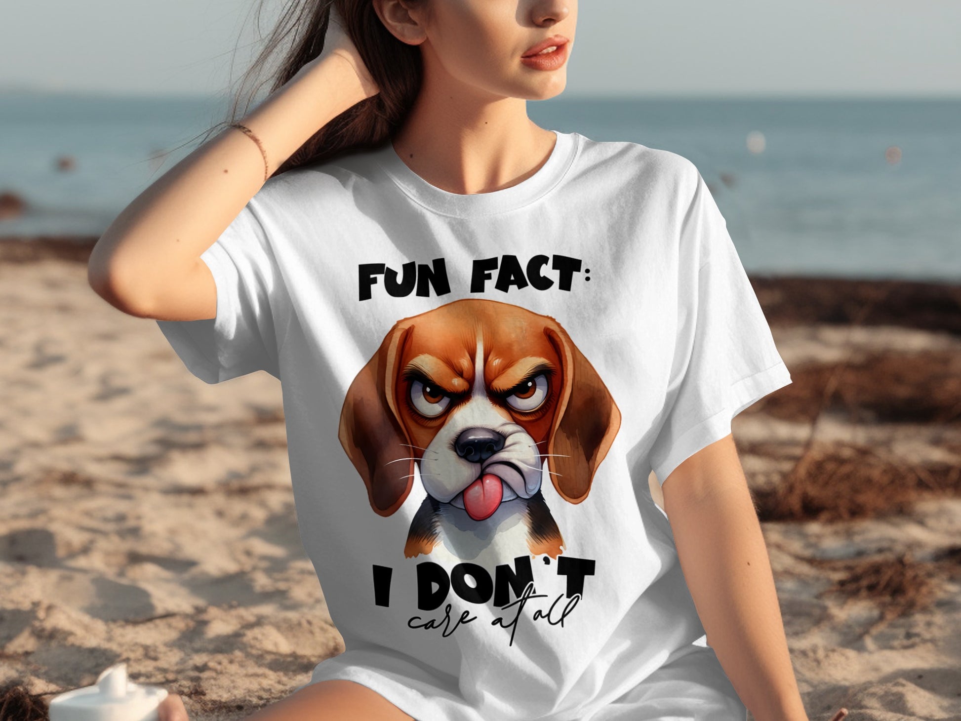 Fun Fact I Don't Care at All Angry Dog Graphic T-shirt