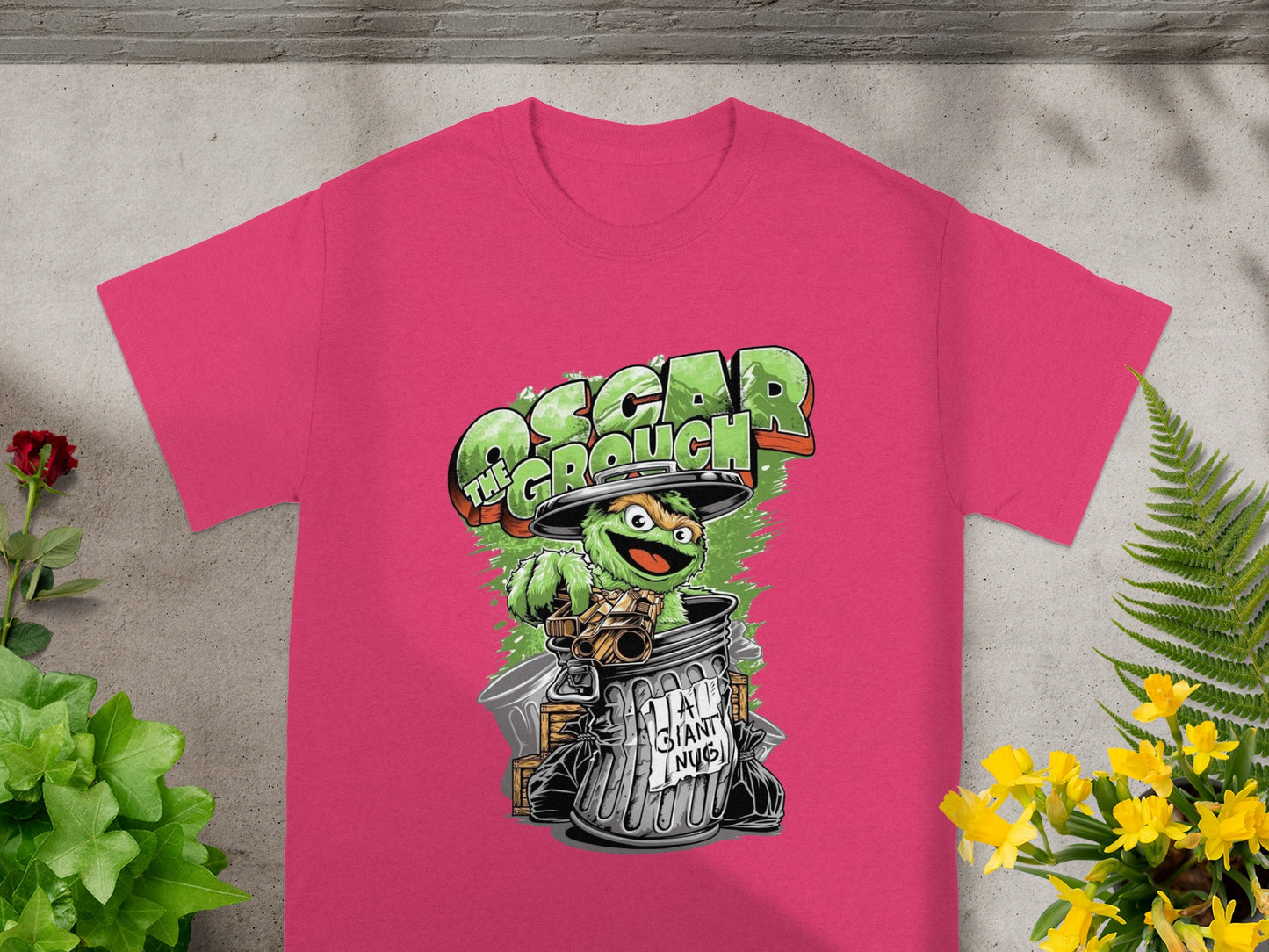 Oscar the Grouch from Sesame Street in a trash can, text "I AM A GIANT NUG".