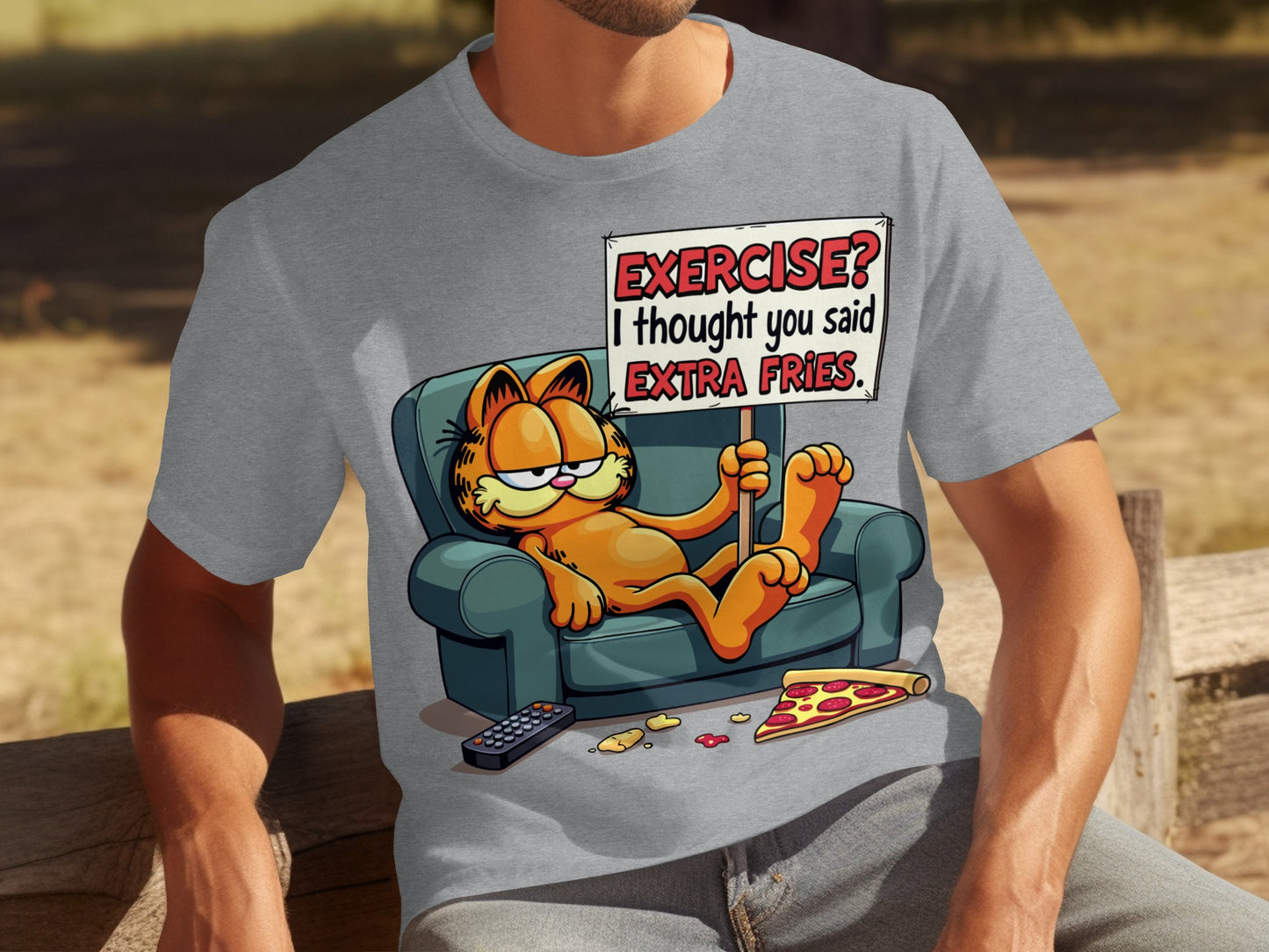 Lazy Cat Extra Fries Graphic Tee Fun Shirt