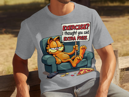 Lazy Cat Extra Fries Graphic Tee Fun Shirt