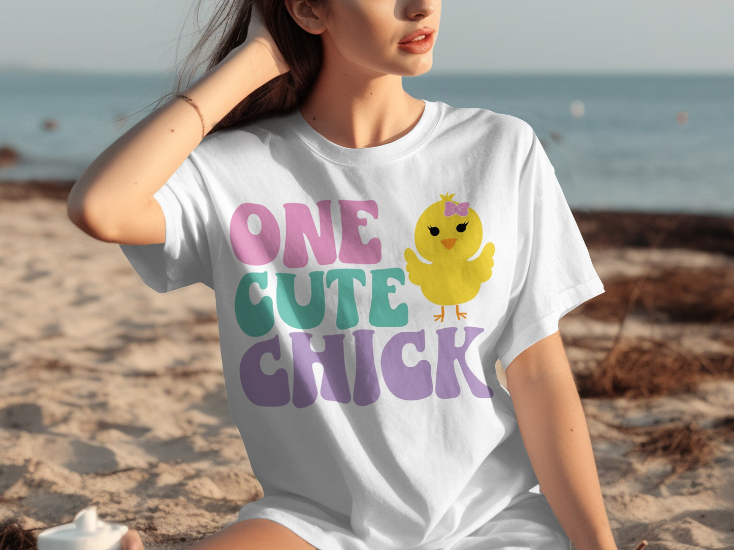 One Cute Chick Graphic T-Shirt for Beachwear