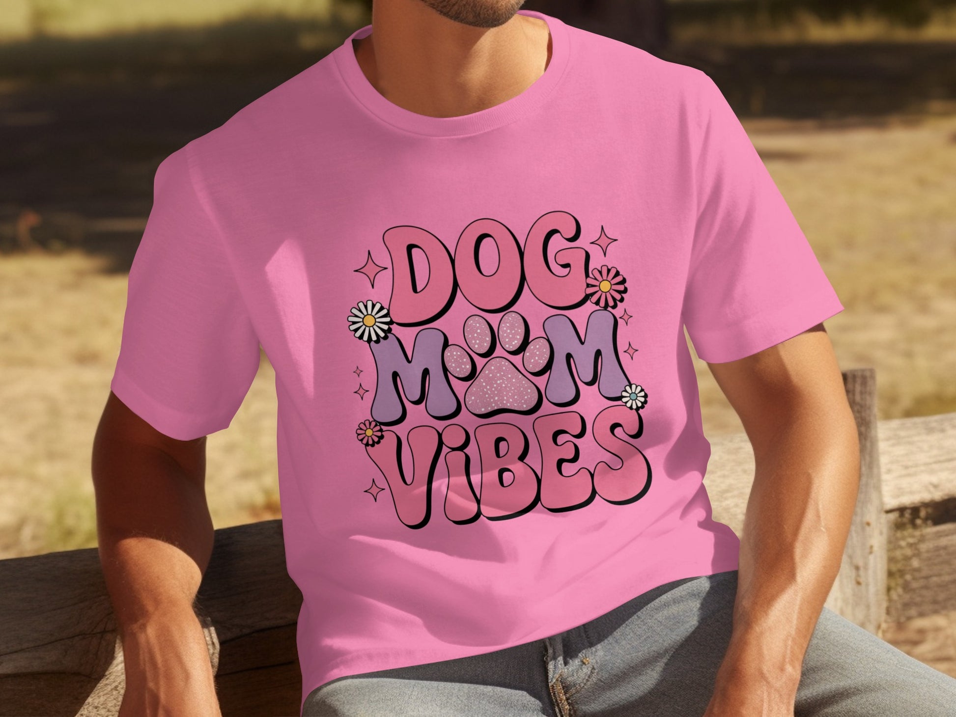 Pink Dog Mom Vibes T-Shirt for Casual Outfits