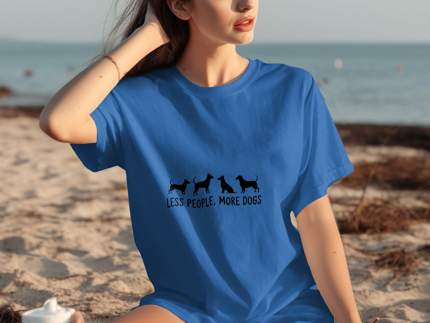 Less People More Dogs Blue Casual Shirt