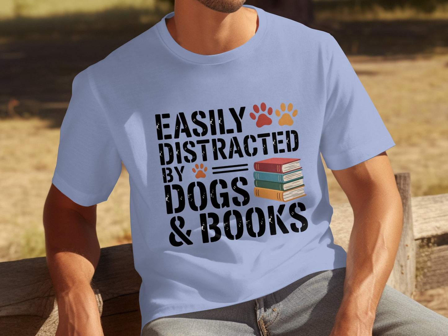 Easily Distracted By Dogs and Books Graphic Shirt