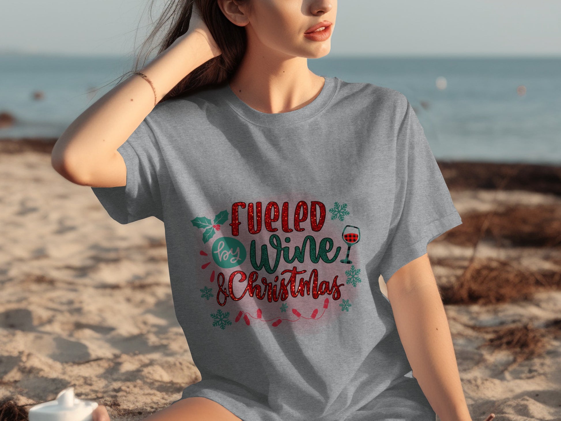 Fueled by Wine and Christmas Graphic Tee Shirt