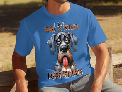 I Don't Rise And Shine I Caffeinate Funny Dog Shirt