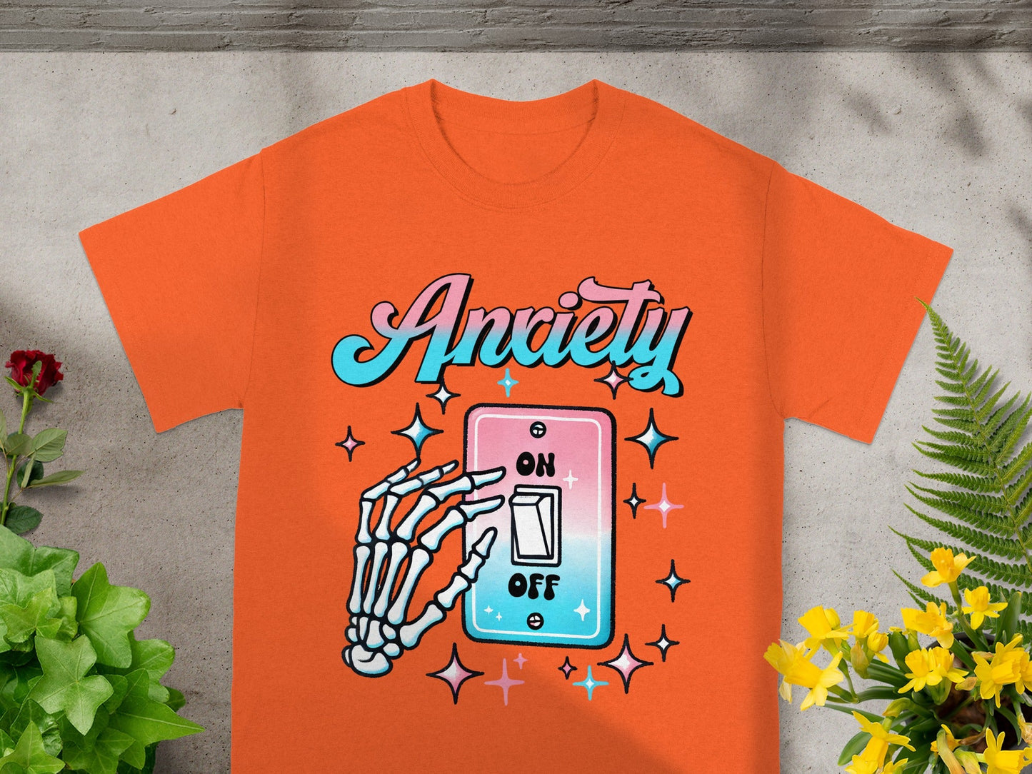 Anxiety On Off Switch Skeleton Hand Graphic Shirt