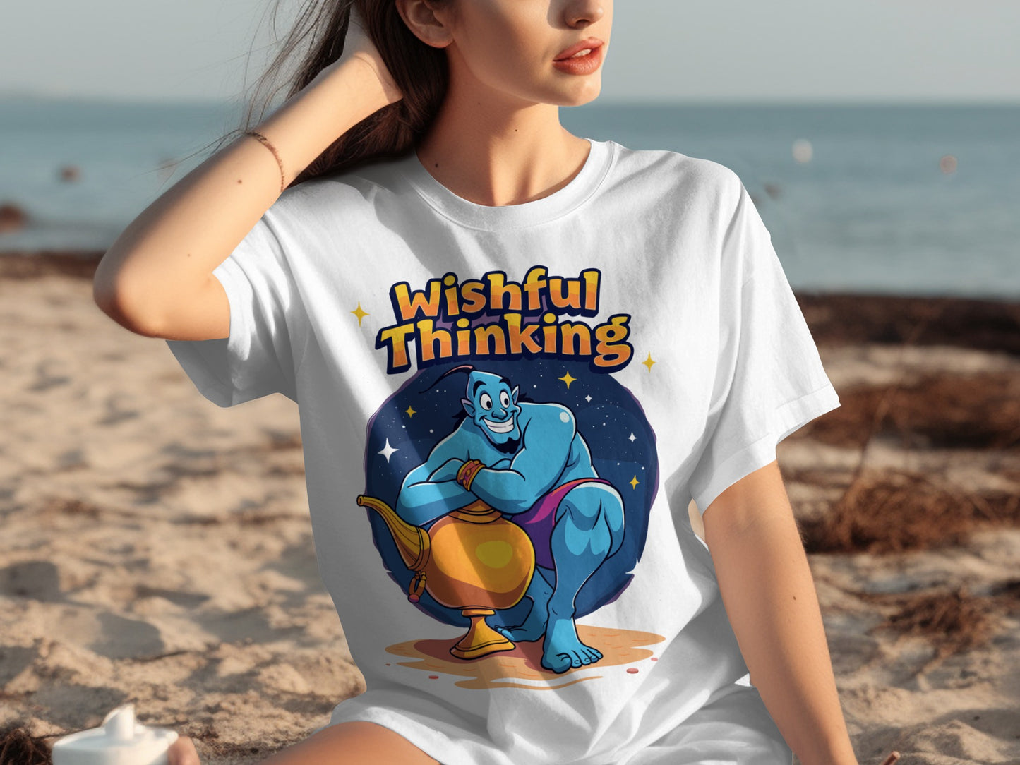 Wishful Thinking Funny Genie Lamp Graphic T-Shirt
