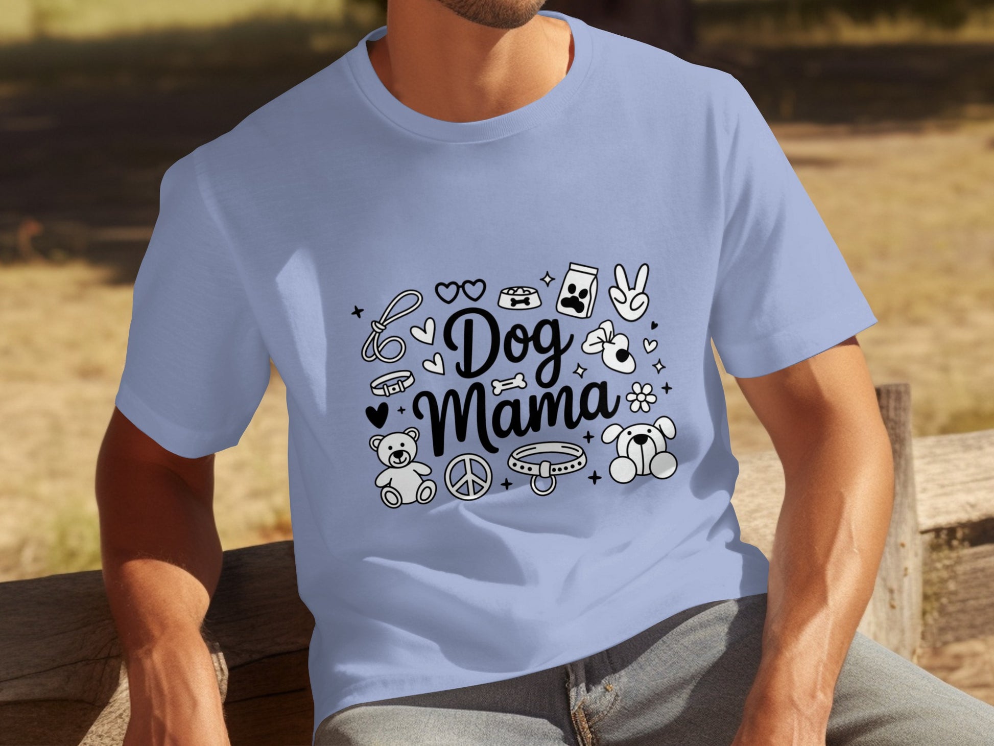 Stylish Dog Mama Themed T-Shirt with Cute Icons