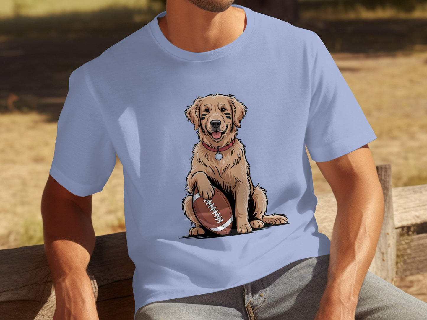 Playful Dog with Football Graphic T-Shirt for Dog Lovers