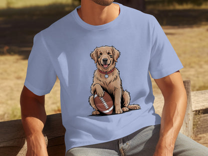 Playful Dog with Football Graphic T-Shirt for Dog Lovers