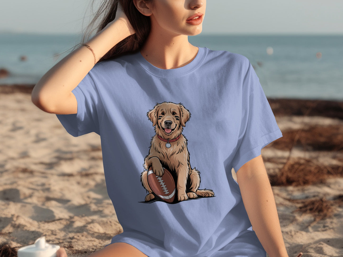 Cute Golden Retriever Puppy with Football T-Shirt
